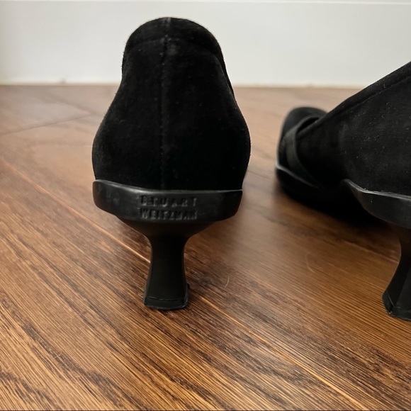 00s Stuart Weitzman Black Suede Vintage Heels with Strap Detail - Picture 12 of 14